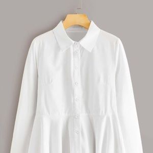 White Peplum Button-Up
